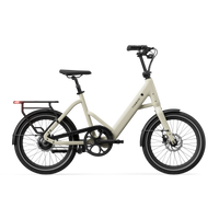TENWAYS CGO Compact e-bike met lage instap in Sandstone Beige (beige), zijkant, met MIK HD-achterdrager