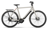 Op de fiets: VELORETTI Ace Two in Dune met de achterdrager, van opzij