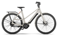 Op de fiets: VELORETTI Ivy Two in Dune met de achterdrager, van opzij